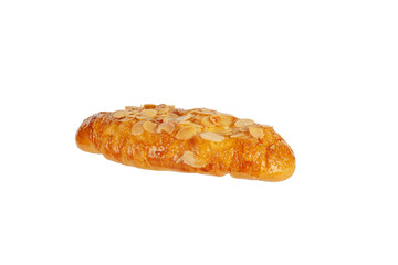 Fresh Rose Croissant with Almonds on transparent Background