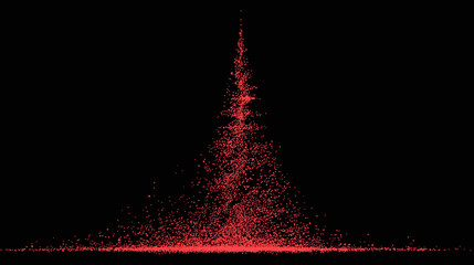 Red particles rise in a pyramid shape against a black background, resembling a digital fountain or abstract representation of data visualization.