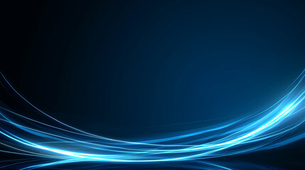 Dynamic Blue Light Streaks Background. Abstract Glowing Curves for Technology, Speed, and Data Flow.