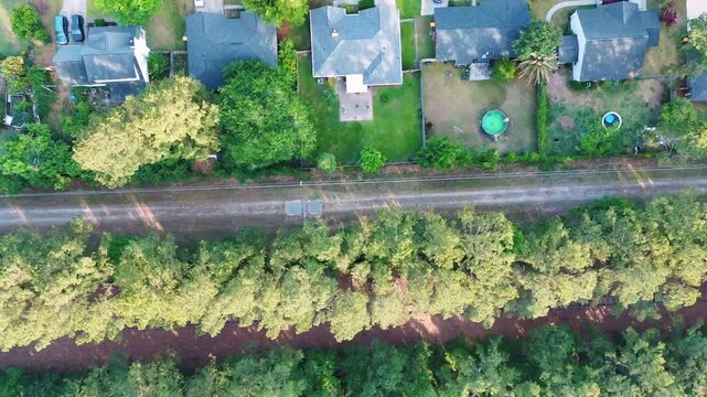 Aerial landscape of Richmond Hill residential area sunny summer day in Bryan County Georgia