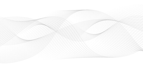 Abstract black smooth wave on a white background. Dynamic sound wave. Design element. Vector illustration. Undulate Grey Wave Swirl, frequency sound wave, twisted curve lines with blend effect.	