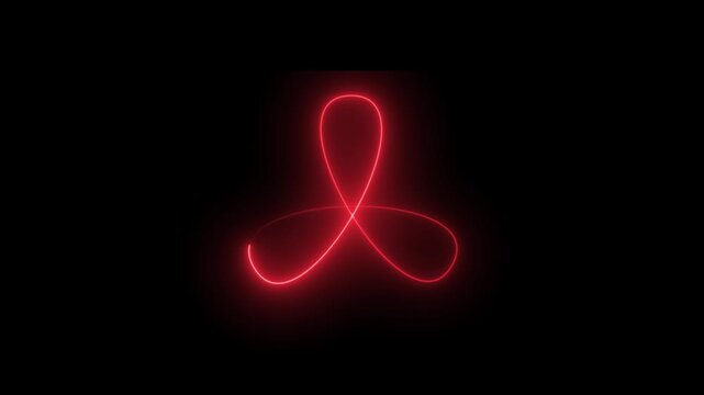 Glowing Red Neon Continuous Line Drawing Harmonograph in Black Background 