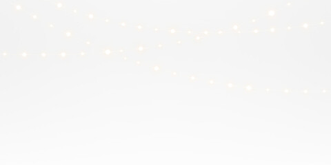 Festive golden string lights PNG overlay with soft bokeh for warm holiday illumination on a transparent background.