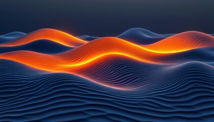 Vibrant Glow Gradient Wavy Pattern Surface Creating a Smooth Dark Background for Abstract Designs
