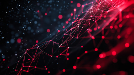 Abstract representation of interconnected nodes and lines in vibrant red hues against a dark background creates a modern digital design