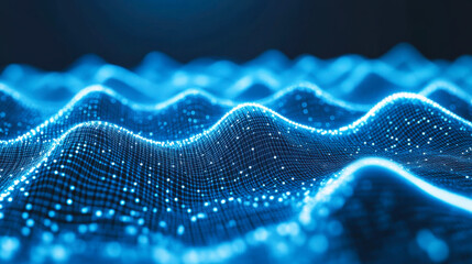 Vibrant blue digital waves create a stunning visual representation of data in an abstract design