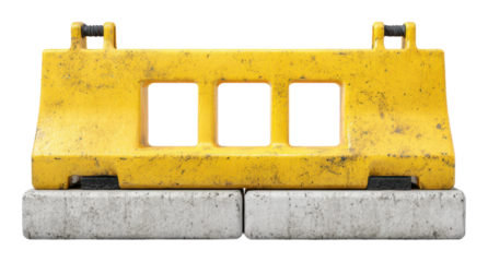 Construction barrier installation ensuring urban safety from the side isolated on transparent background