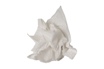 Crumpled tissue paper or napkins isolated on transparent.