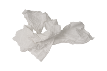 Crumpled tissue paper or napkins isolated on transparent.