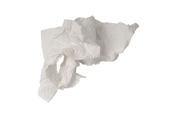 Crumpled tissue paper or napkins isolated on transparent.