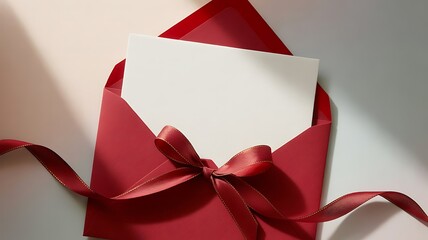 Red envelope with a blank card isolated on white background