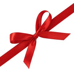 A red ribbon tied in a bow isolated on white background for decoration