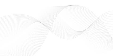 Abstract black smooth wave on a white background. Dynamic sound wave. Design element. Vector illustration. Undulate Grey Wave Swirl, frequency sound wave, twisted curve lines with blend effect.	