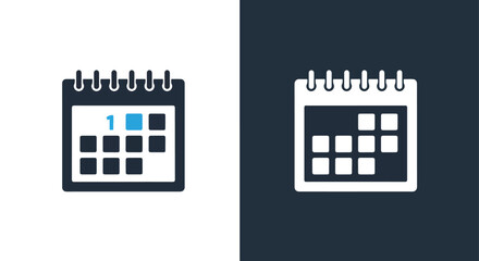 Modern calendar icons set for web and app design showing dates and events -  Glyph solid icon - Editable modern style icon.