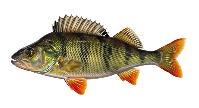 Yellow perch fish isolated on white background