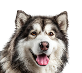 Obraz premium Playful alaskan malamute dog animal portrait bright isolated on transparent background