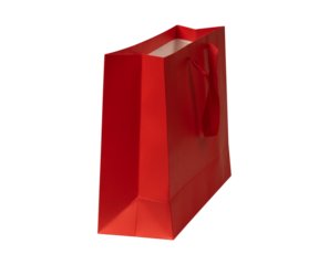 Red recycled shopping bag isolated on transparent PNG. This concept is perfect for shopping, business, environment, advertising, and lifestyle themes.	