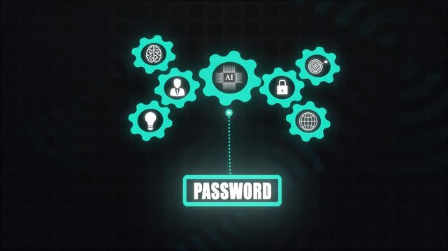 Modern AI identity password design, futuristic cyber security and data protection