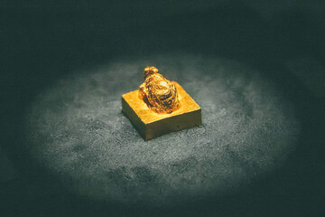 Gold Seal of King of Na, ancient Japanese national treasure displayed in museum