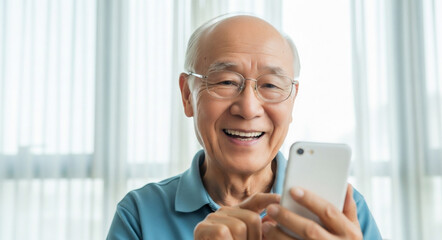 スマホを使う70代80代の男性