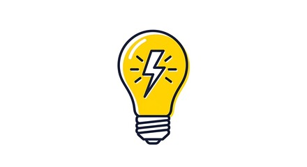 Yellow light bulb with lightning bolt symbol