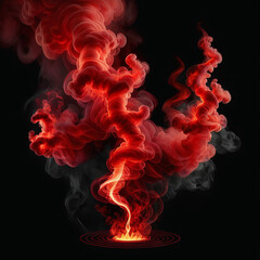 Abstract red smoke or fire rising against a dark background, creating a dynamic and artistic visual