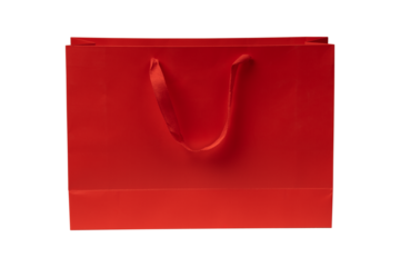 Red recycled shopping bag isolated on transparent PNG. This concept is perfect for shopping, business, environment, advertising, and lifestyle themes.	