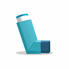 Blue asthma inhaler illustration for respiratory health and breathing assistance