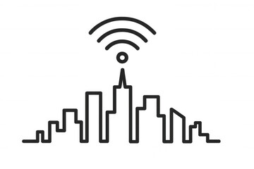 City skyline creating a smart city infrastructure concept with wireless network connection, transparent background