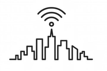 City skyline creating a smart city infrastructure concept with wireless network connection, transparent background