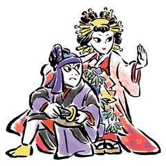 助六と揚巻（助六由縁江戸桜のワンシーン）