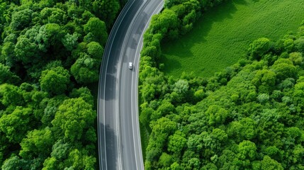 Aerial Drone View Scenic Winding Coastal Road Lush Green Cliffside Pristine Turquoise Ocean Natural Colors