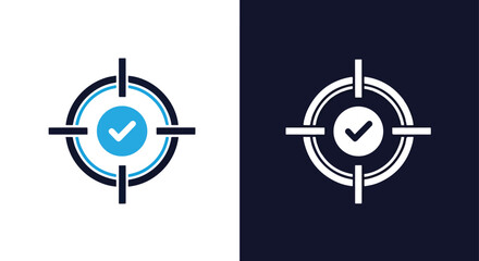 Target check mark icons set for web and app design goal achievement success -  Glyph solid icon - Editable modern style icon.