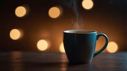 Obraz premium Artistic composition featuring a coffee cup bathed in soft ambient glow