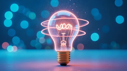 Illuminating concept of innovation with a glowing light bulb sparking brilliant ideas against a vibrant bokeh background, symbolizing creativity and breakthroughs. - Powered by Adobe