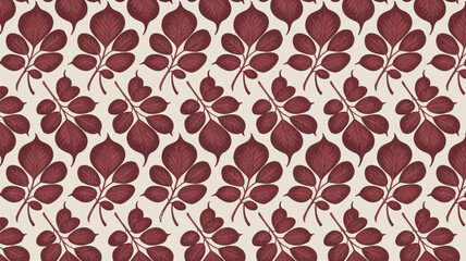 Stunning seamless pattern of stylized marsala leaves perfect for sophisticated textiles, elegant wallpaper, and autumnal fashion designs