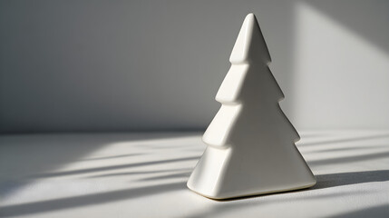 A close up of a pen on paper next to a 3d geometric Christmas tree icon vector illustration