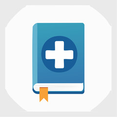 Obraz premium Medical textbook icon representing health information and pharmaceutical guide