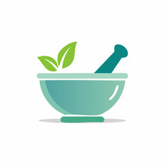 Minimalist botanical medicine mortar and pestle logo design promoting natural health