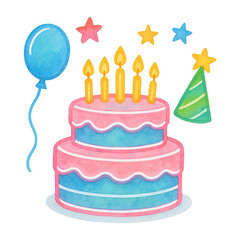 PNG Colorful birthday cake illustration
