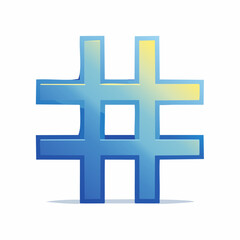 Obraz premium Vibrant Blue and Yellow Hashtag Icon with Glossy Texture and Modern Design