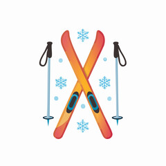Obraz premium Winter sports themed illustration featuring skis and snow for seasonal designs
