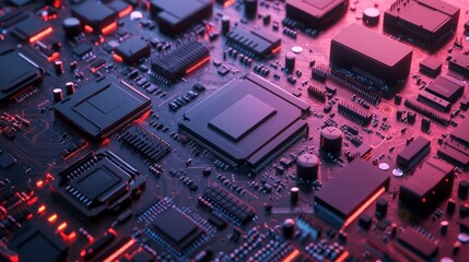 Fototapeta premium Concept of semiconductor chip shortage impacting technology and production across various industries