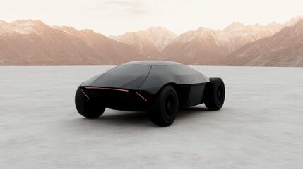 Obraz premium Futuristic High-Tech Electric Vehicle Concept in a Stunning Mountain Landscape