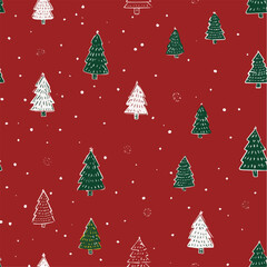 Vector illustration seamless pattern of Christmas tree for Christmas Day with snows