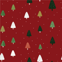 Vector illustration seamless pattern of Christmas tree for Christmas Day with snows