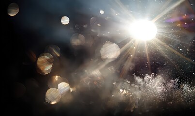 Dramatic Sunlight Bursting Through Atmospheric Haze with Lens Flare Abstract Background