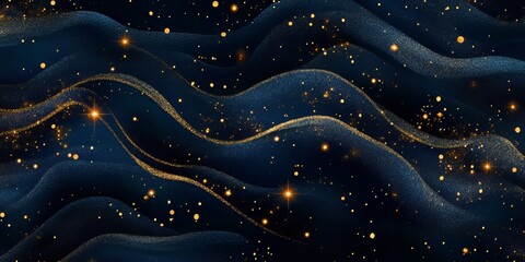 Elegant Velvet Waves with Golden Luster and Abstract Background of Dark and Light Streaks in Harmony