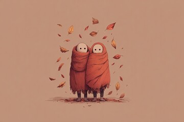 Two little people wrapped in scarves