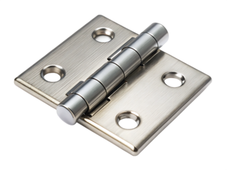 ,A Close-Up View of a Brushed Nickel Door Hinge Against isolated on White Background PNG. AI Generated